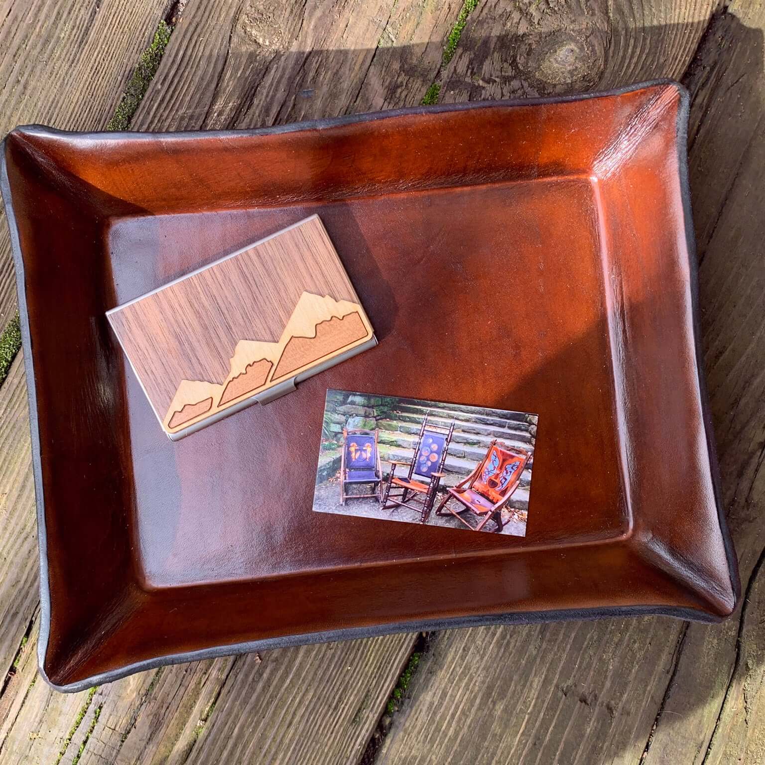 Leather tray with card case. Free Gift.