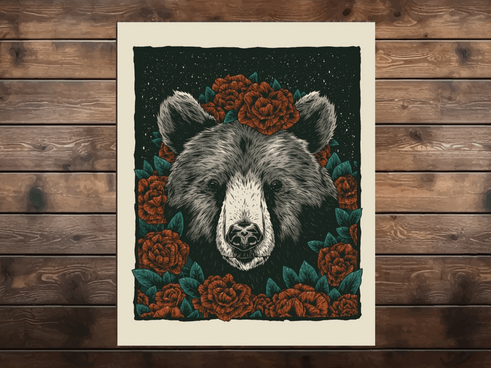 American Beauty Black Bear Screen Print by Logan Schmitt