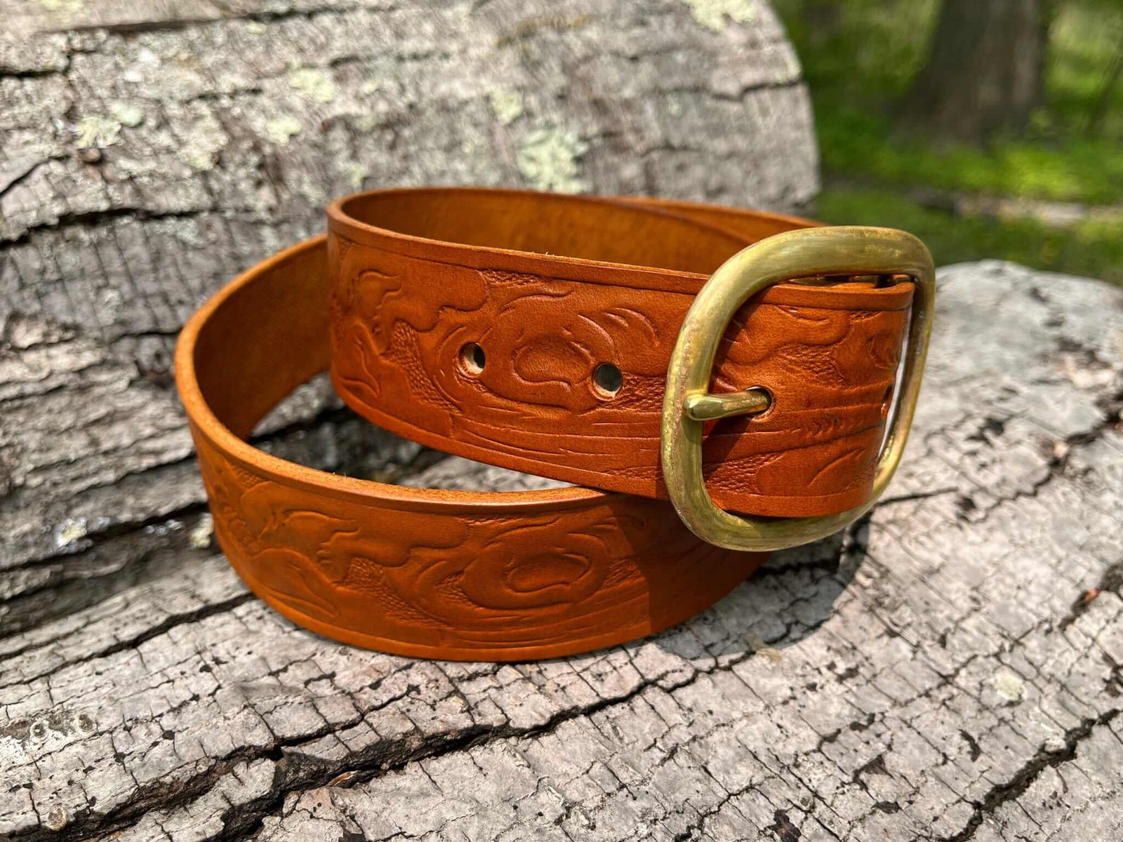 Embossed Leather Jean Belt