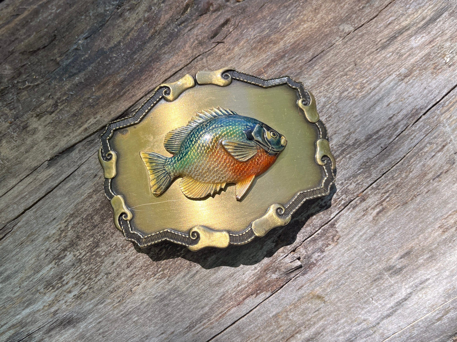 Vintage 1970's 3 dimentsional Bluegill Fish Belt Buckle