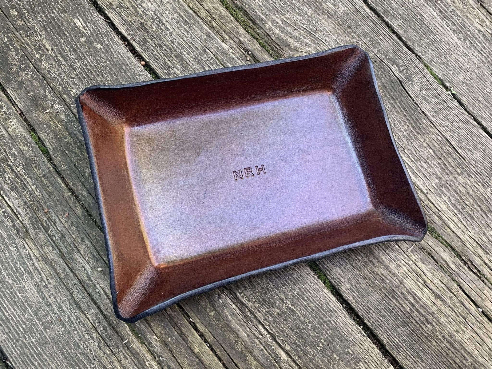 Leather Anniversary Valet Tray with Monogram.