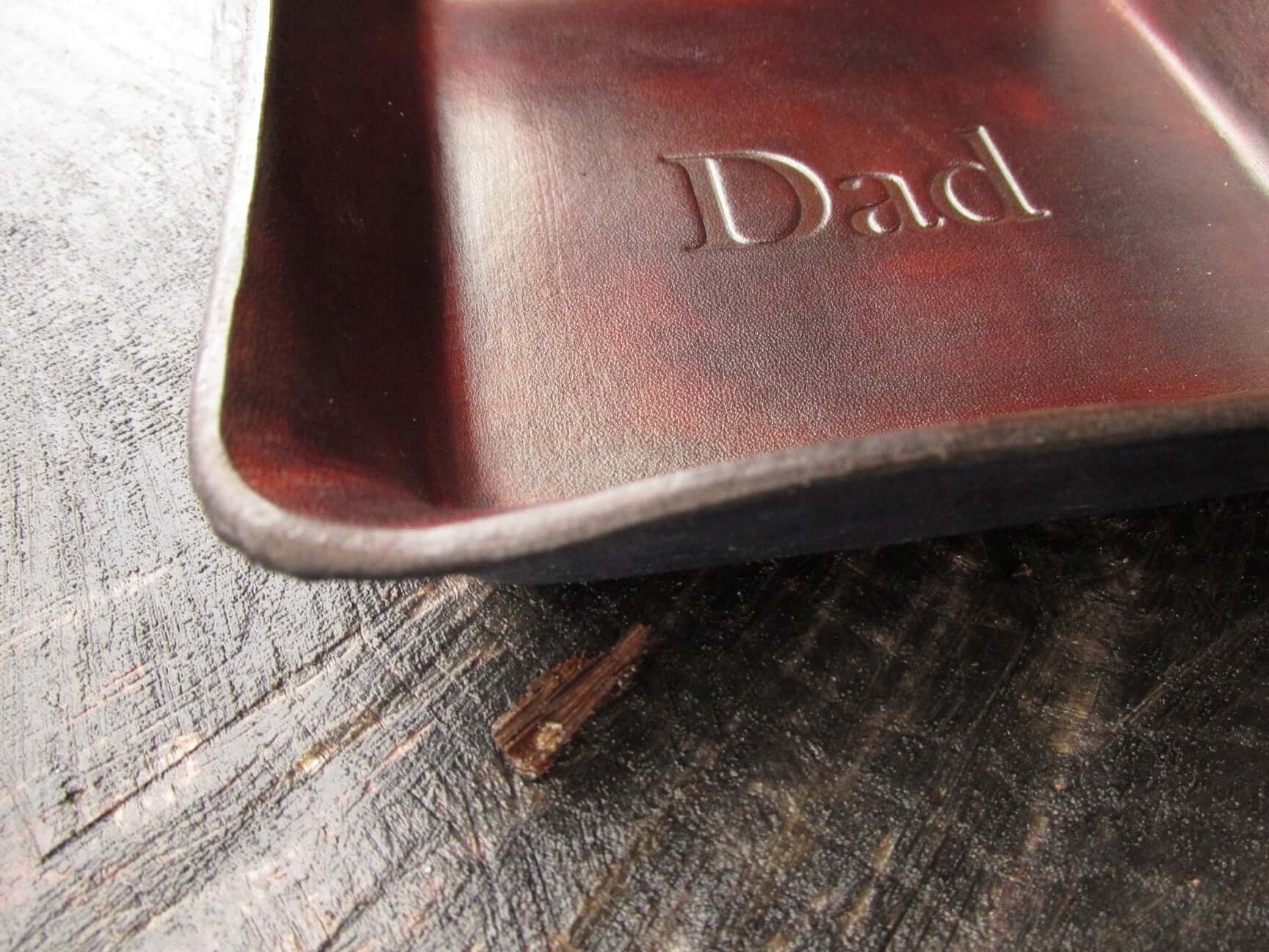 Father's Day Gift.  Leather valet with "Dad" image. 