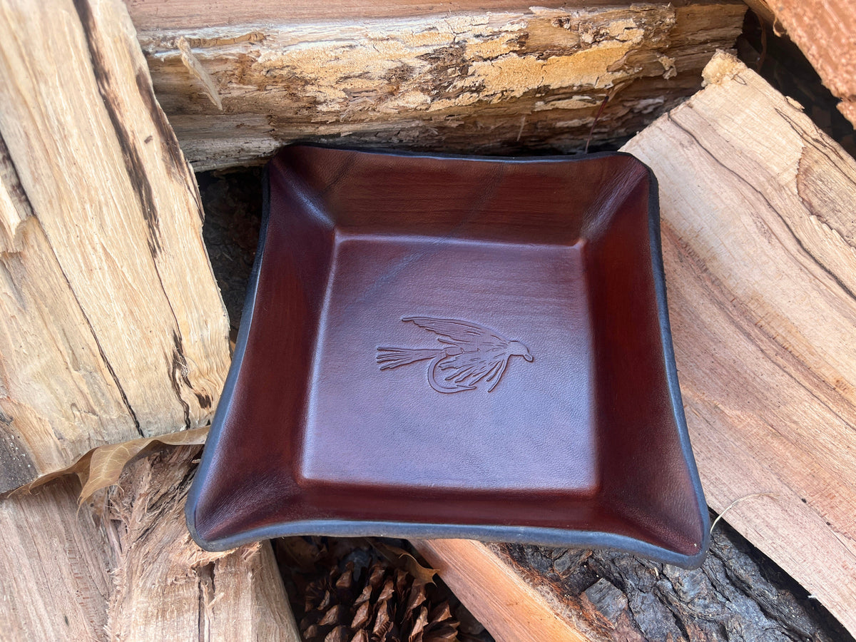 Ready to Ship Fly Fishing Themed Leather Valet Tray