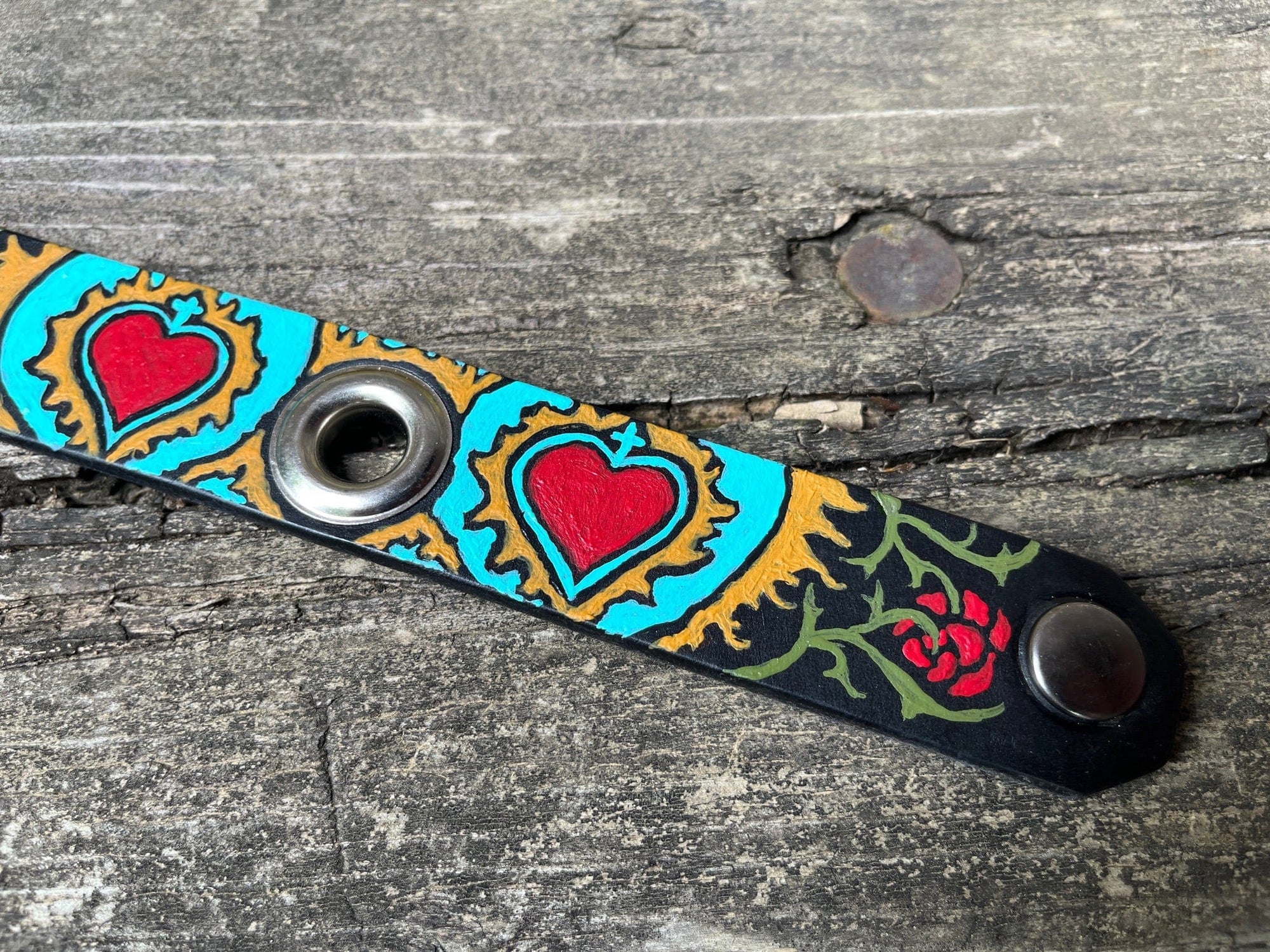 Detail of Painted Leather Wrist Cuff