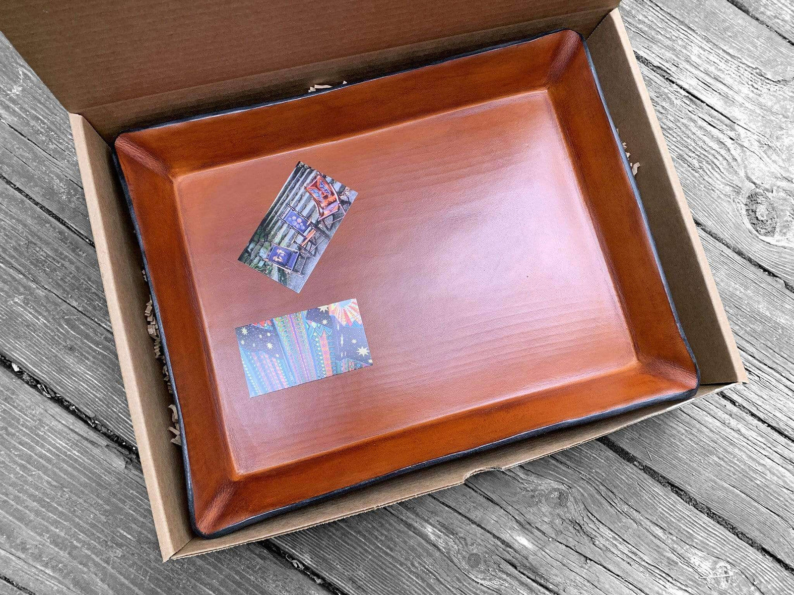 Leather Desk Tray. Letter Sized Desk Organizer.