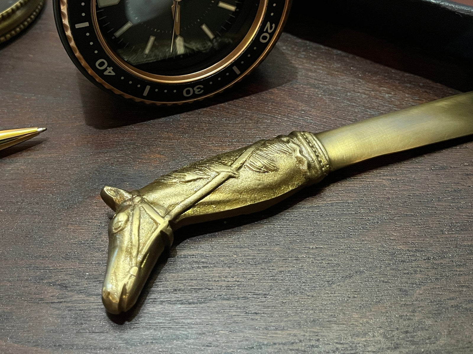9" Solid Brass Antiqued Horsehead Letter Opener