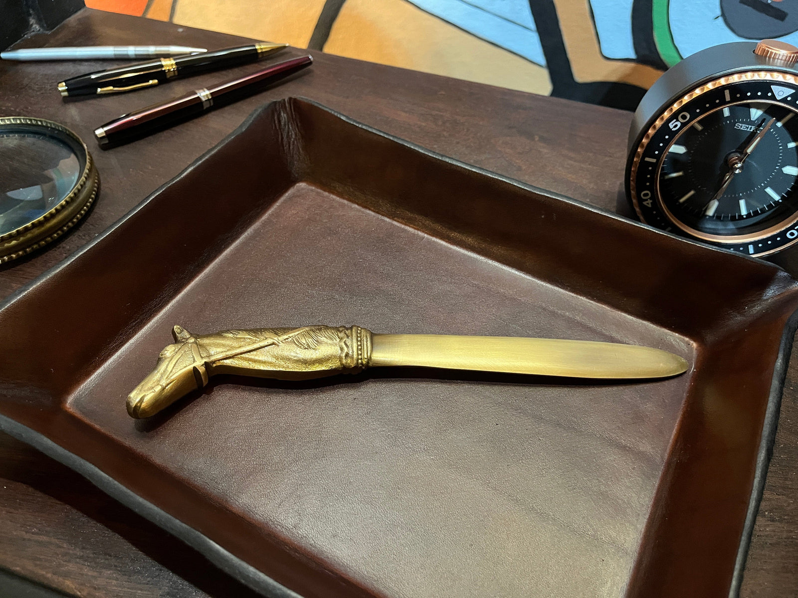 9" Solid Brass Antiqued Horsehead Letter Opener