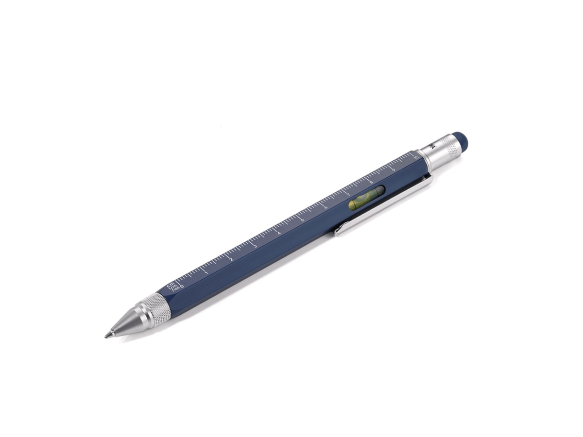 Closeup of blue Troika Construction Pen