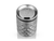 Detail view of Viski Paragon Rocks tumbler showing top view and logo