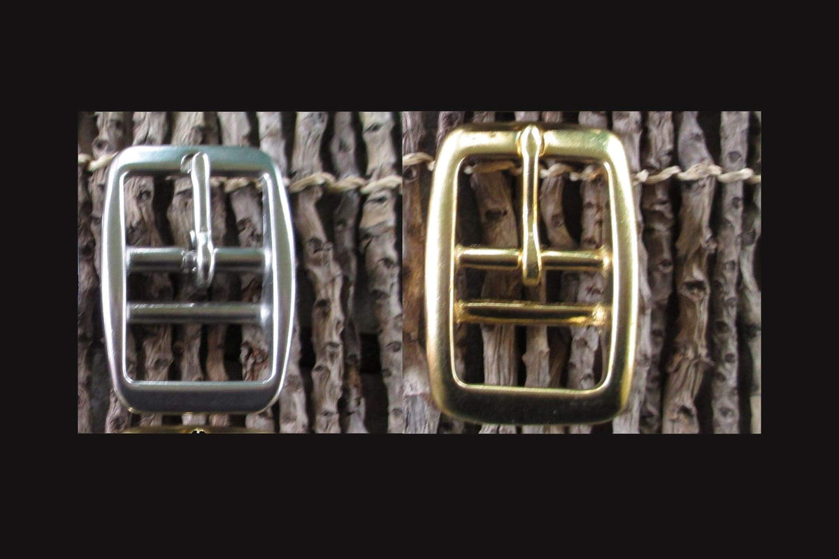 Silver or brass buckle for leather dog collars. 