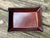 monogrammed leather valet tray with cupids arrow for third anniversary. Dark Brown