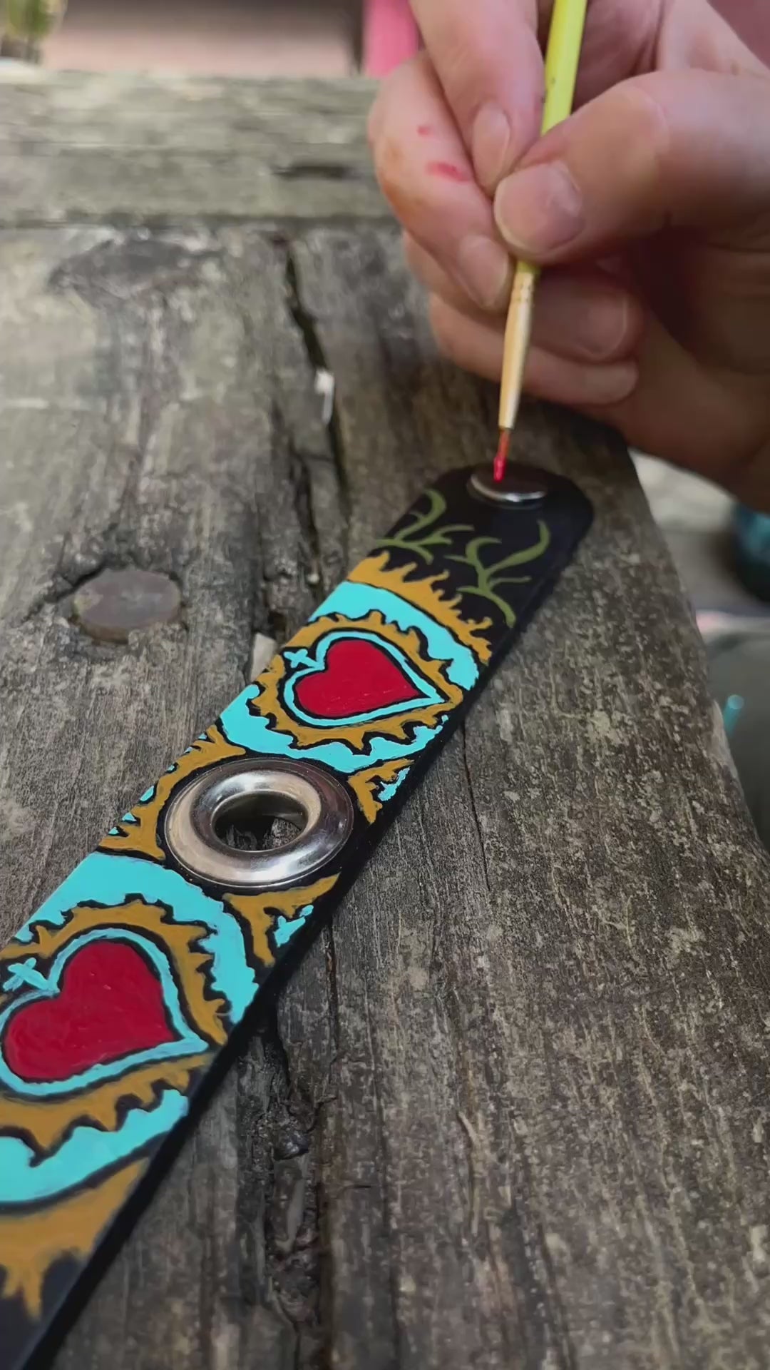 Painting of Black Leather Wrist Cuff