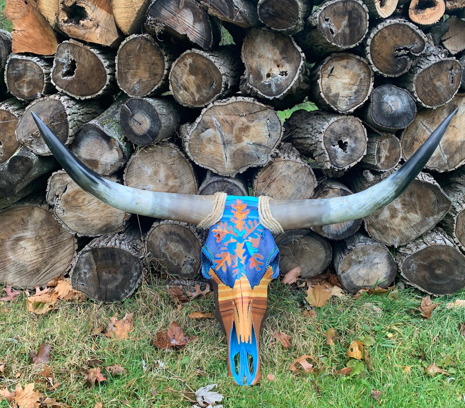 Painted Steer Skull. 2020. Twin Saints Leather