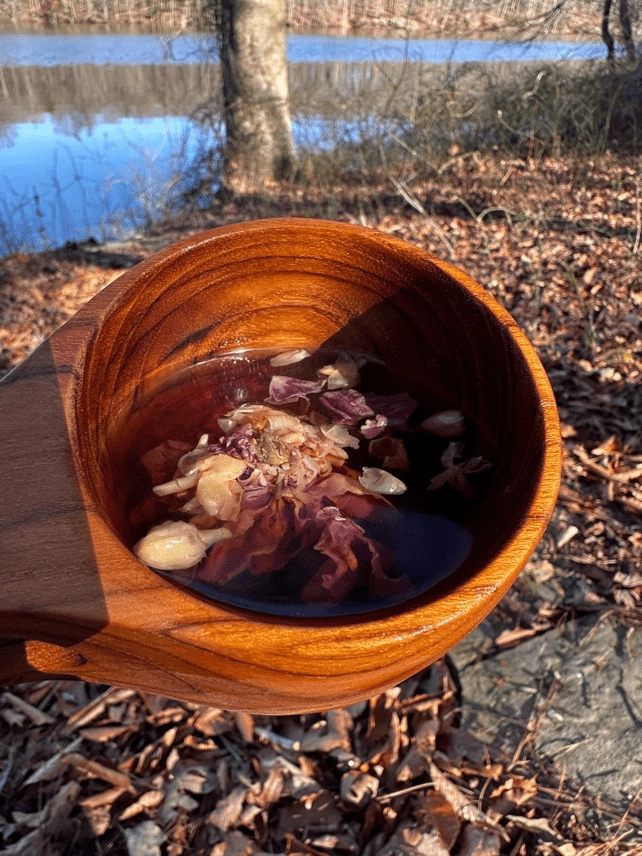 Interior view of teak wood Kuksa mug