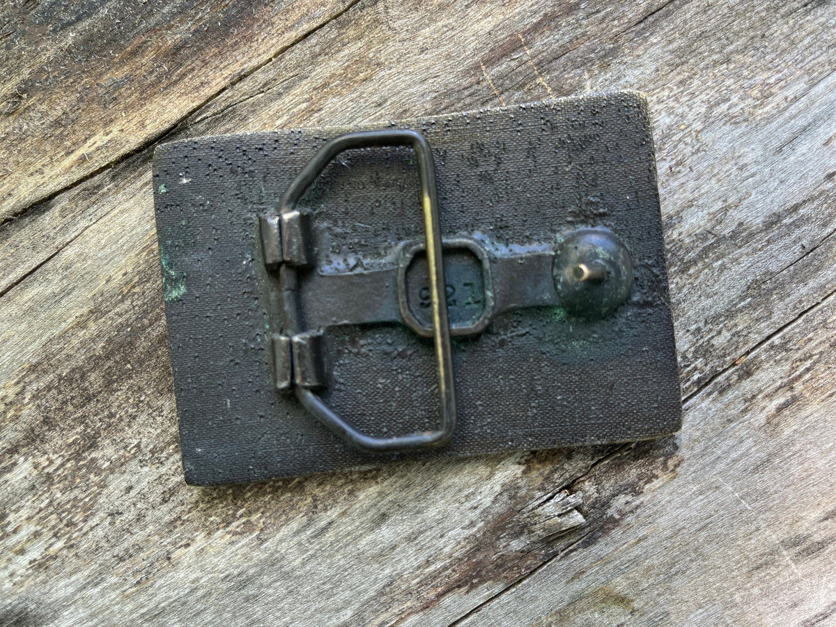 vintage 1970&#39;s Citizens Band Radio Belt Buckle. Back detail.
