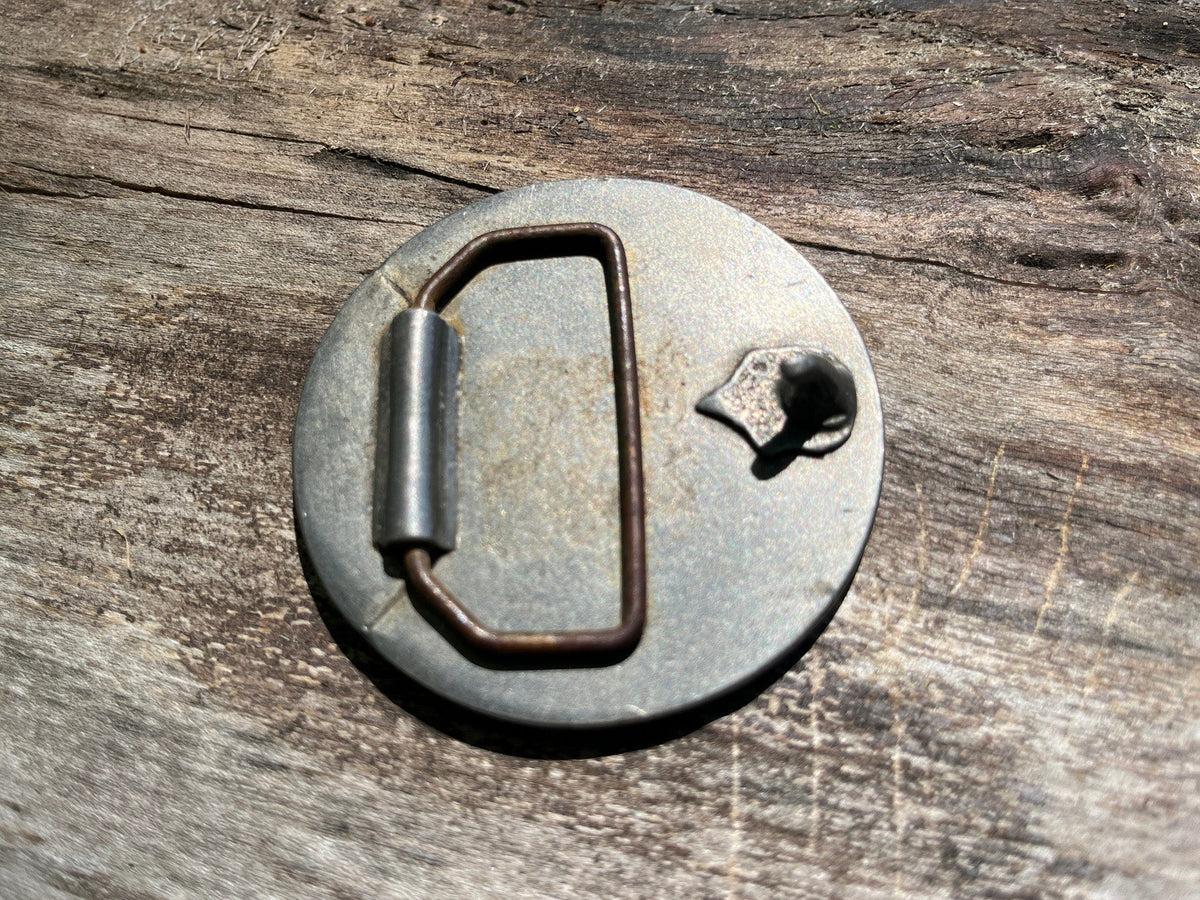Vintage Edgewater Steel belt buckle. Back detail
