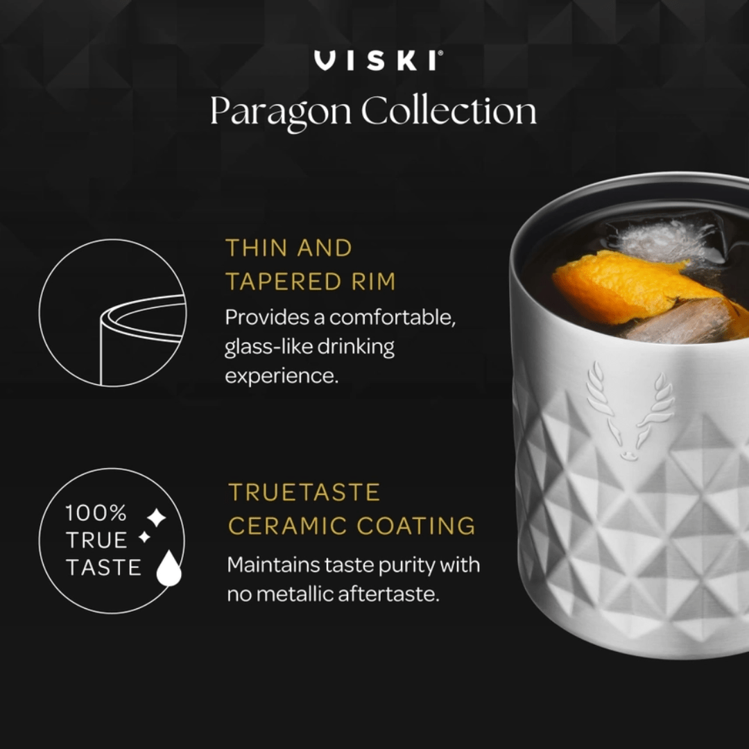 Page 2 showing specifications of Viski Paragon Rocks tumbler