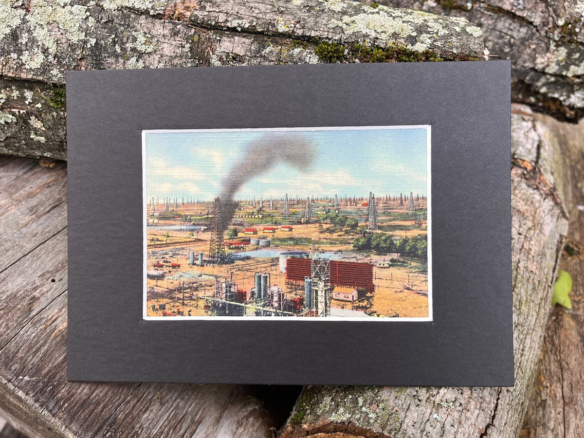 West Texas oil field  Curteich vintage postcard