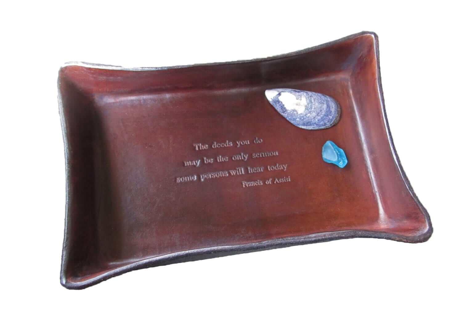 Catholic Gift. Leather Tray. Saint Francis of Assisi.