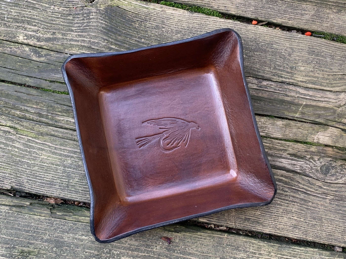 Fly Fishing Themed Leather Valet Tray