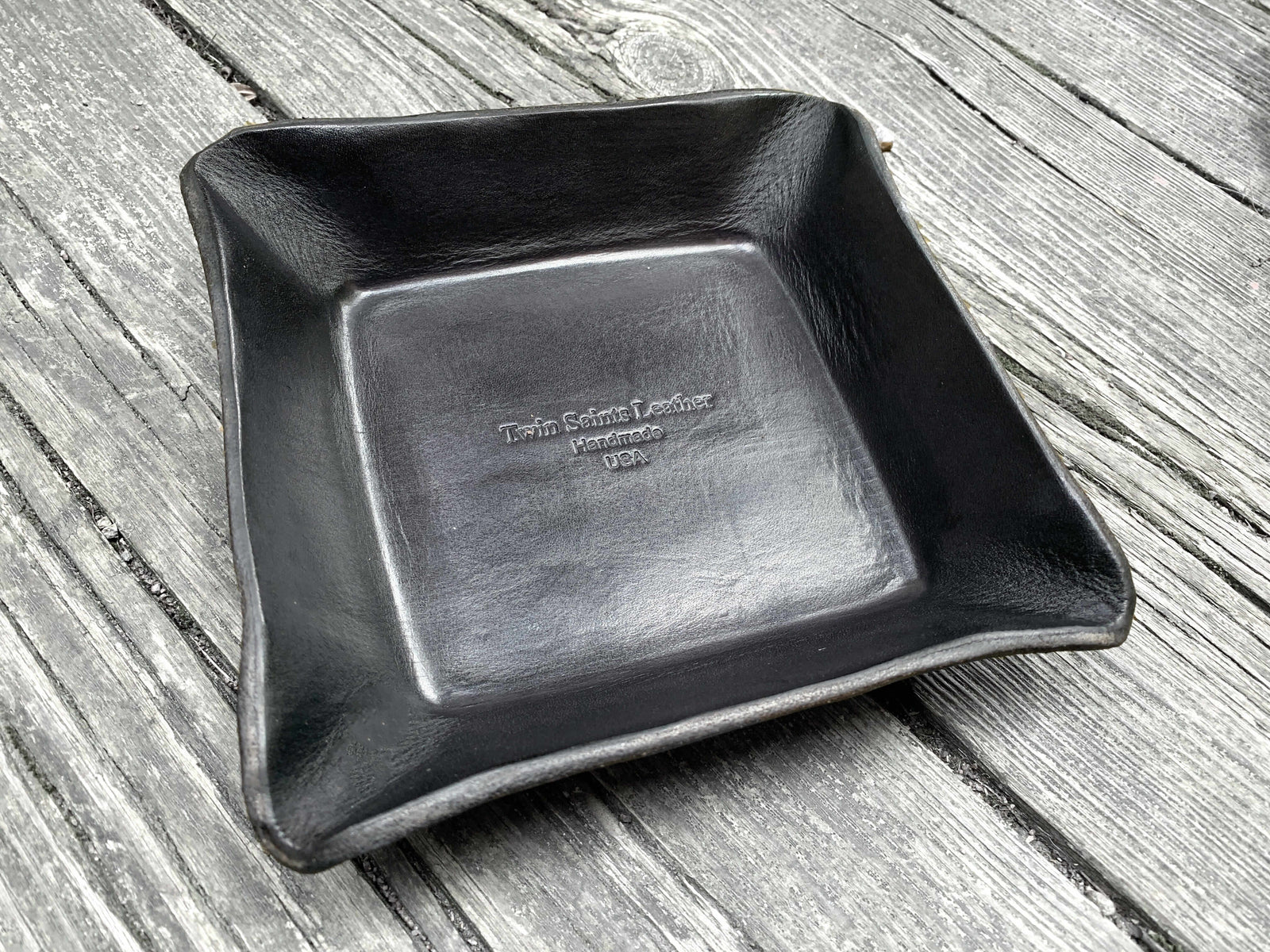 Leather EDC Tray with Logo. Black. 