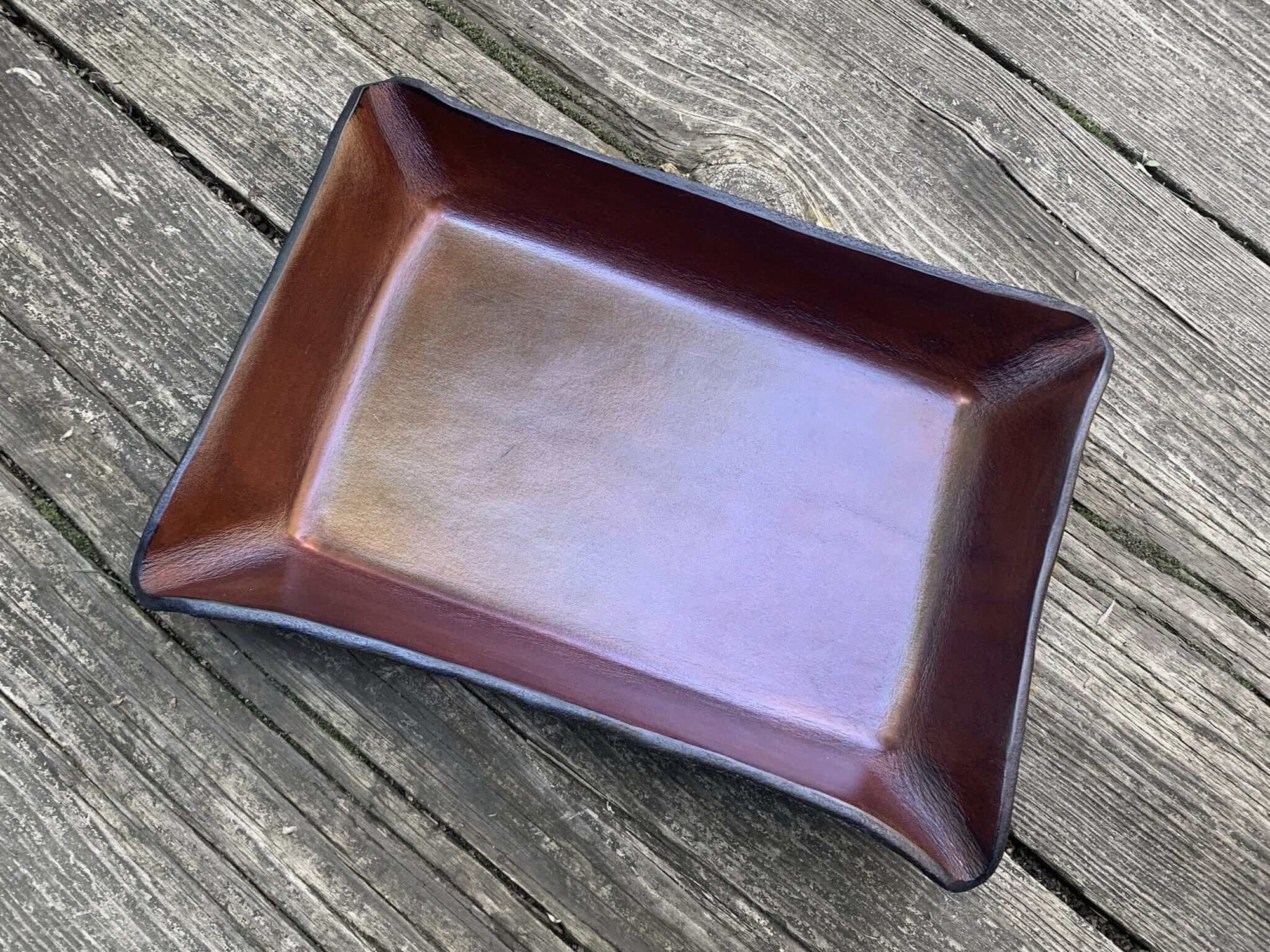 Dark Brown Leather valet tray with plain interior