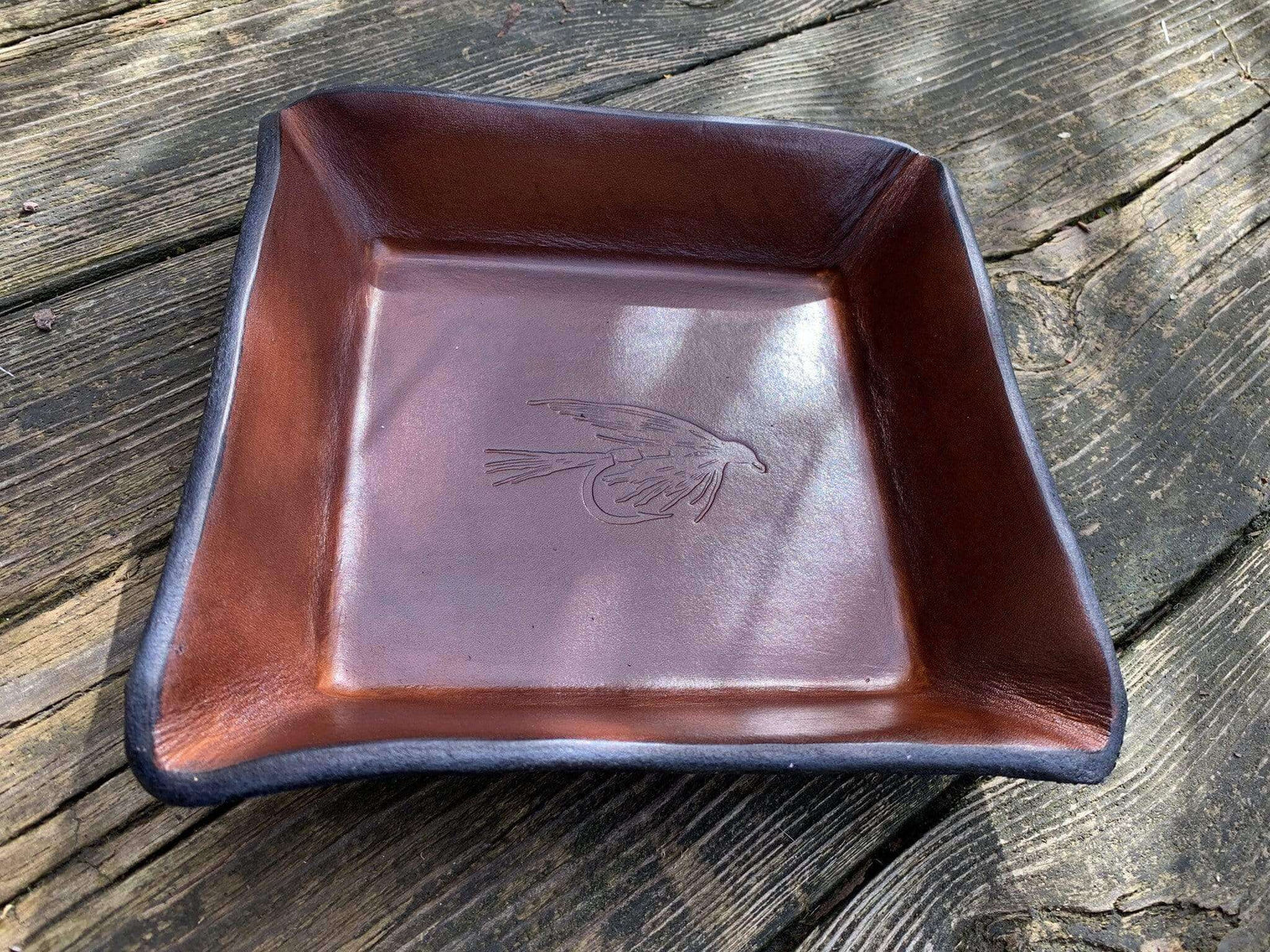 Fly Fishing Themed Leather Valet Tray. Twin Saints