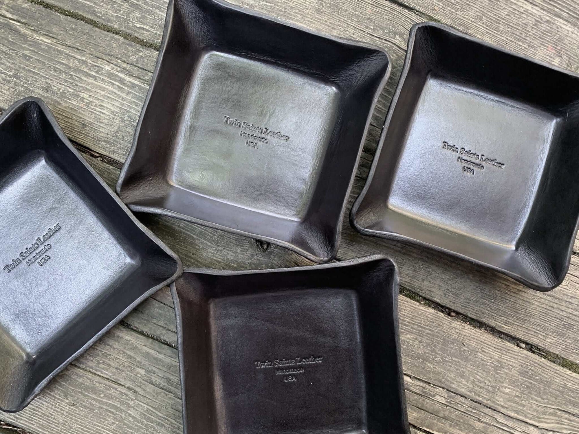 Leather Valet Trays with Twin Saints Logo