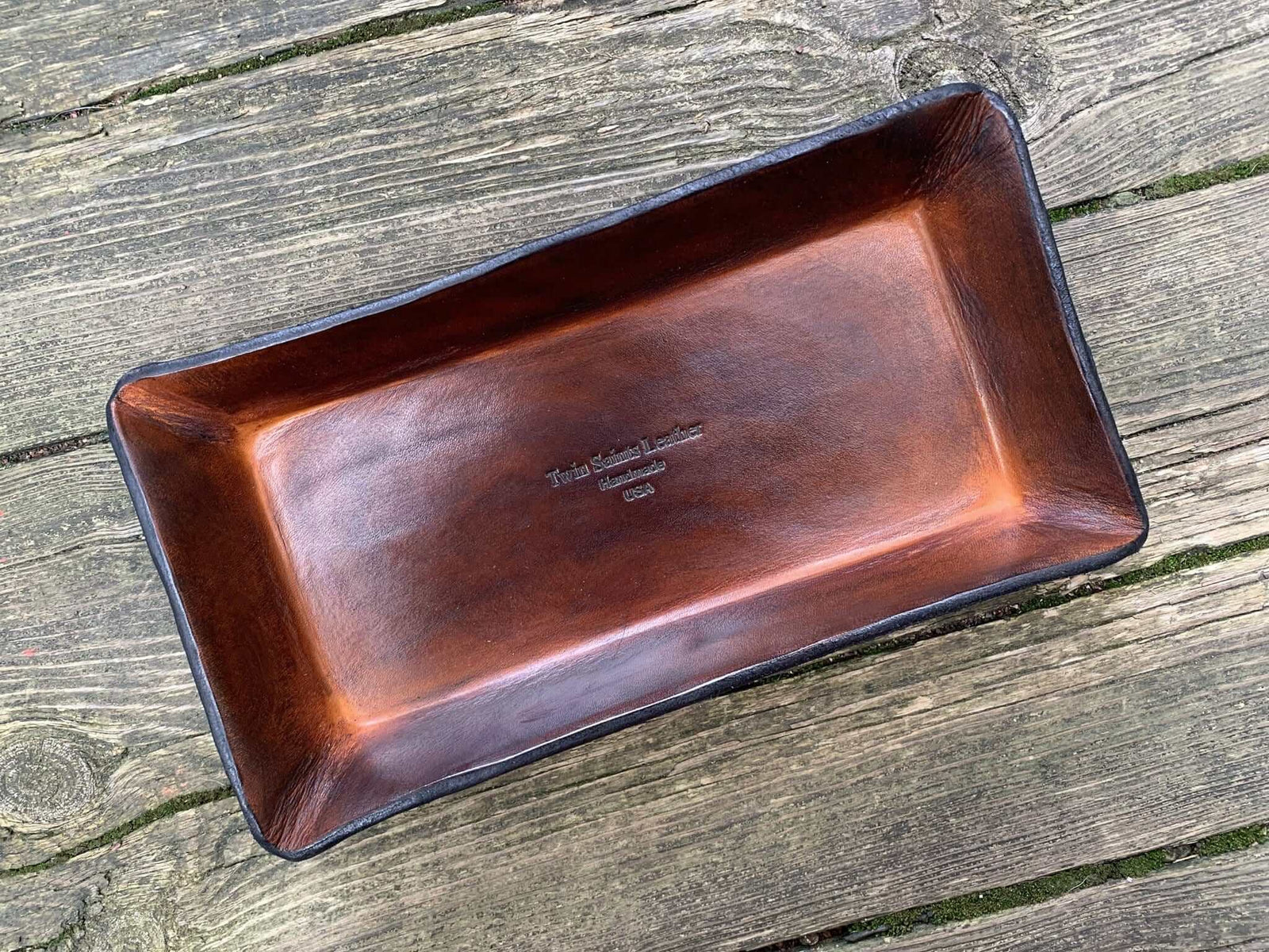 Twin Saints Leather Tray with Logo