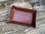 Rectangular leather valet tray with money clip gift set. Detail