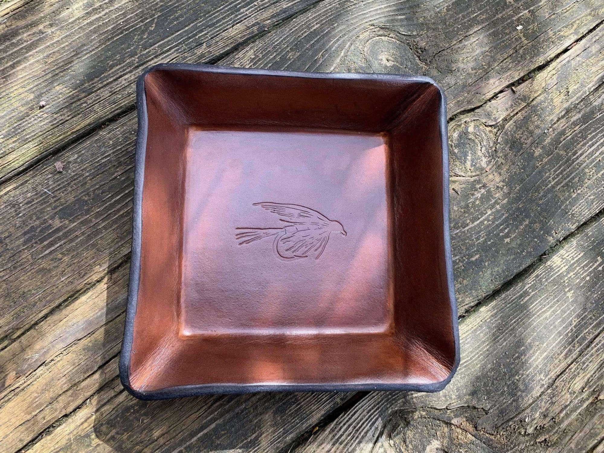 Fly Fishing Themed Leather Valet Tray. Twin Saints