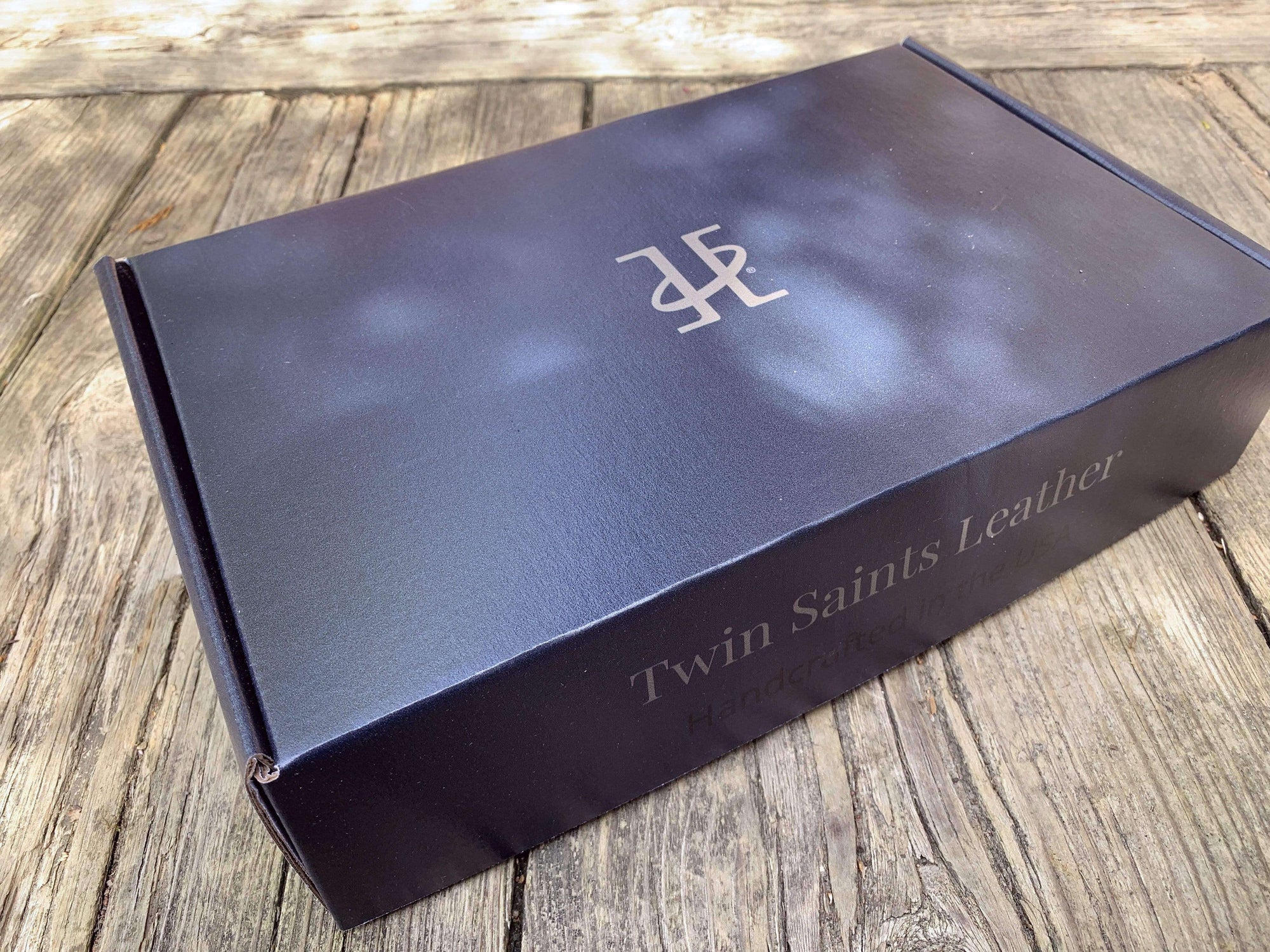 Twin Saints Leather Rectangular Gift Box.