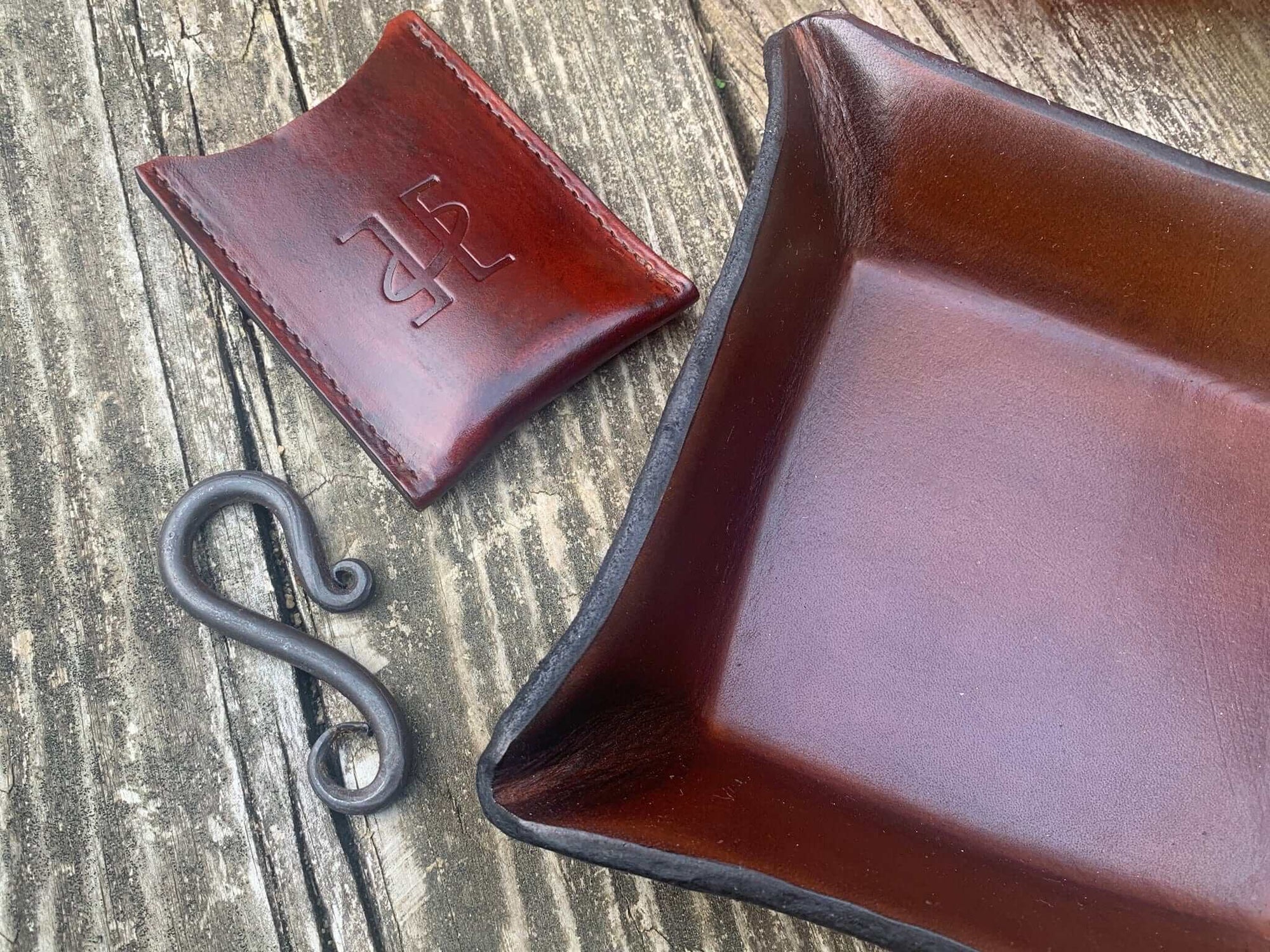 Heritage Leather Valet, Logo Wallet, and Forged Key Loop Set