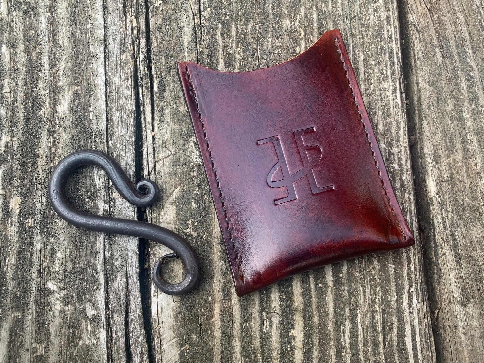 Twin Saints Logo Leather Wallet and Keychain Set